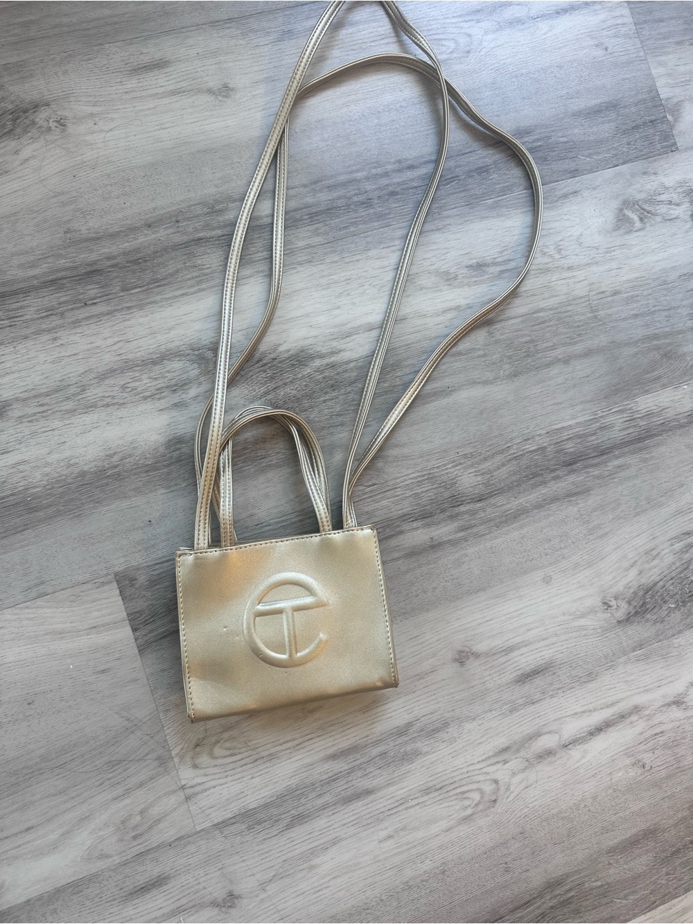 Telfar Metallic Gold Mini Tote Crossbody